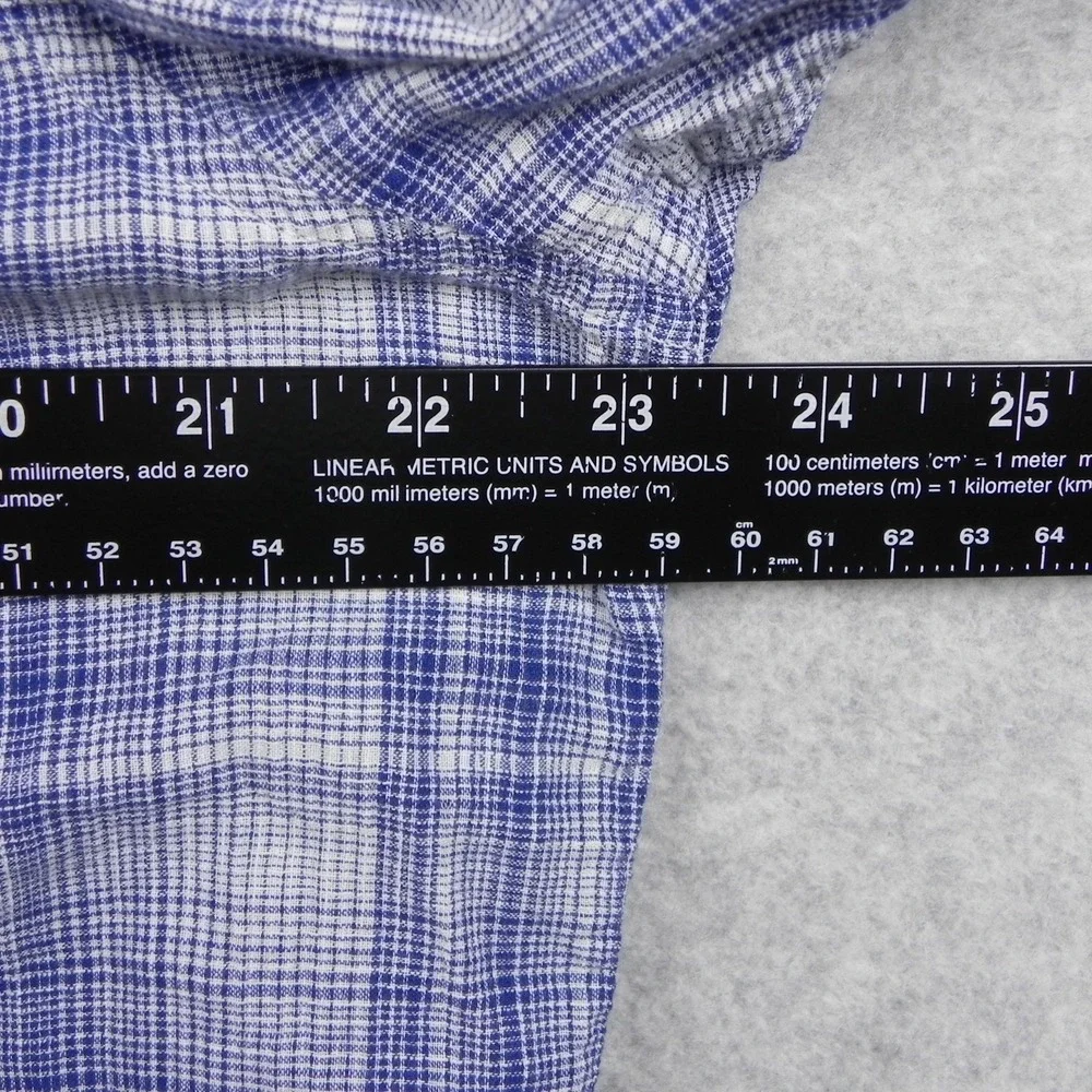 Banana Republic Shirt Mens XL Slim Fit Utility Button Up Blue Plaid Short Sleeve